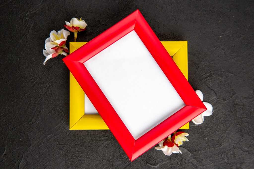 Red picture frames